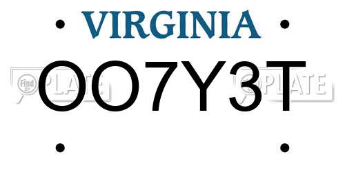 OO7Y3T Virginia License Plate