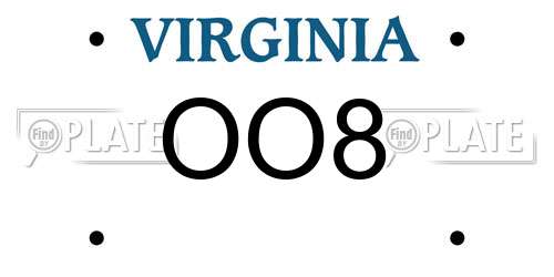 OO8 Virginia License Plate