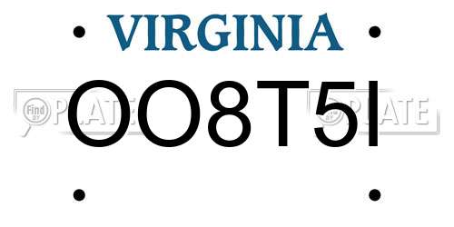 OO8T5I Virginia License Plate
