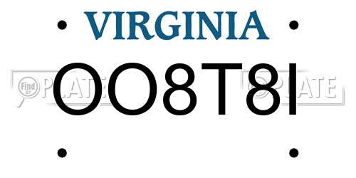 OO8T8I Virginia License Plate