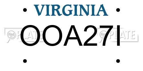 OOA27I Virginia License Plate