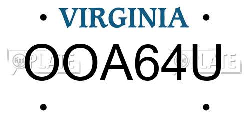 OOA64U Virginia License Plate
