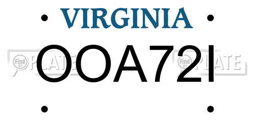 OOA72I Virginia License Plate