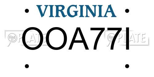OOA77I Virginia License Plate