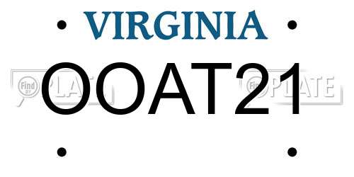 OOAT21 Virginia License Plate