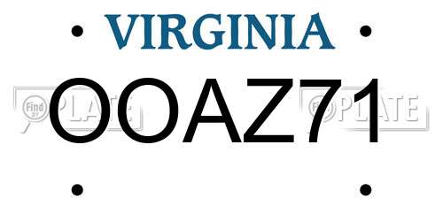 OOAZ71 Virginia License Plate