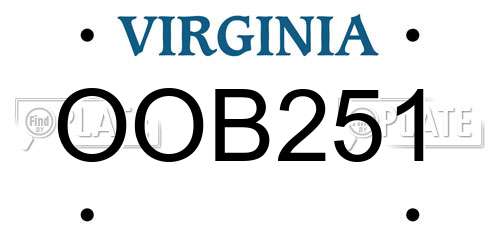 OOB251 Virginia License Plate