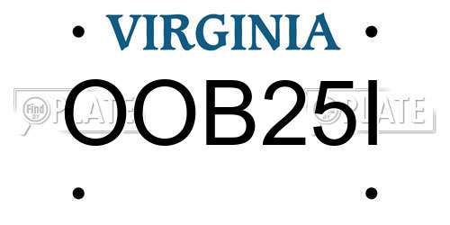 OOB25I Virginia License Plate