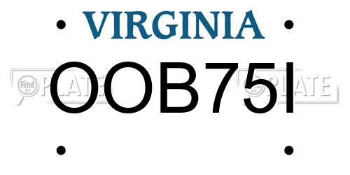 OOB75I Virginia License Plate