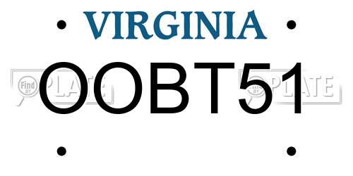 OOBT51 Virginia License Plate