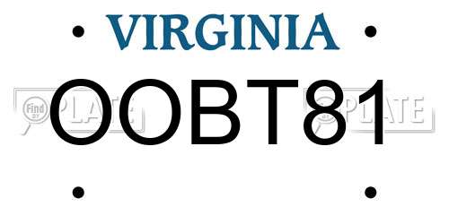 OOBT81 Virginia License Plate