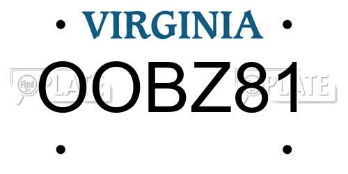 OOBZ81 Virginia License Plate