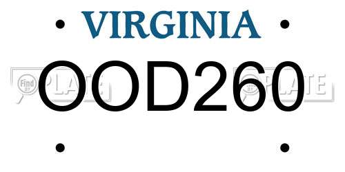 OOD260 Virginia License Plate