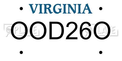 OOD26O Virginia License Plate