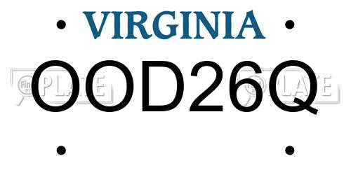 OOD26Q Virginia License Plate