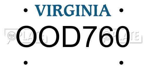 OOD760 Virginia License Plate