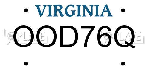 OOD76Q Virginia License Plate