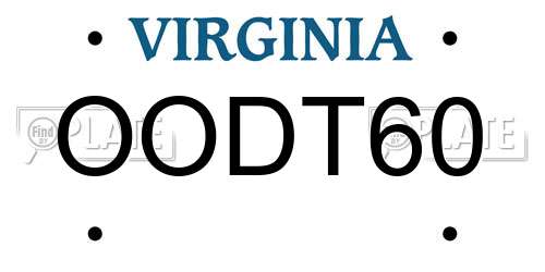 OODT60 Virginia License Plate