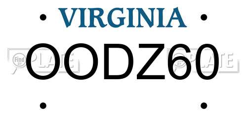 OODZ60 Virginia License Plate