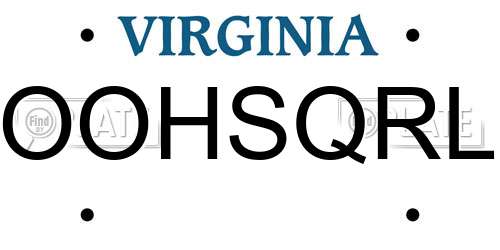 OOHSQRL Virginia License Plate