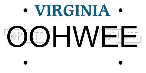 OOHWEE Virginia License Plate
