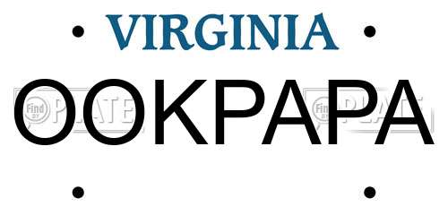 OOKPAPA Virginia License Plate