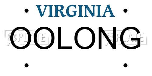 OOLONG Virginia License Plate
