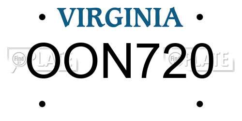 OON720 Virginia License Plate