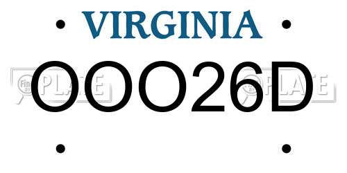 OOO26D Virginia License Plate