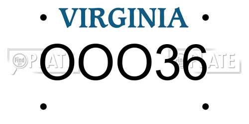 OOO36 Virginia License Plate