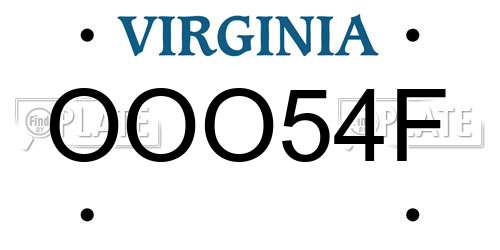 OOO54F Virginia License Plate