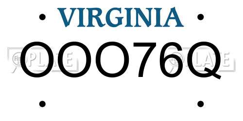 OOO76Q Virginia License Plate