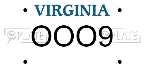 OOO9 Virginia License Plate