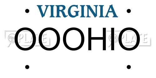 OOOHIO Virginia License Plate