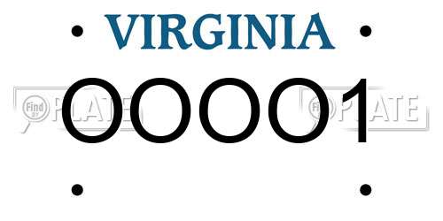 OOOO1 Virginia License Plate