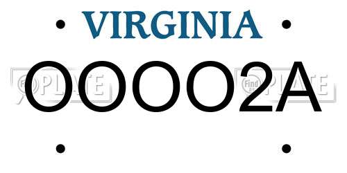 OOOO2A Virginia License Plate