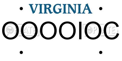 OOOOIOC Virginia License Plate