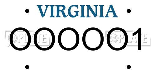 OOOOO1 Virginia License Plate