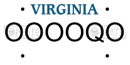 OOOOQO Virginia License Plate