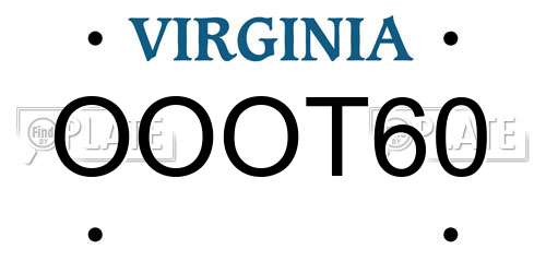 OOOT60 Virginia License Plate