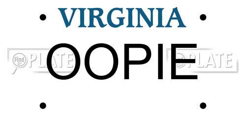 OOPIE Virginia License Plate
