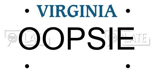 OOPSIE Virginia License Plate