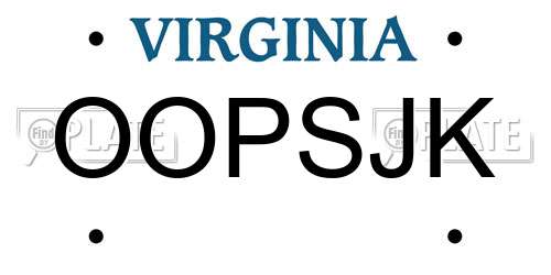 OOPSJK Virginia License Plate