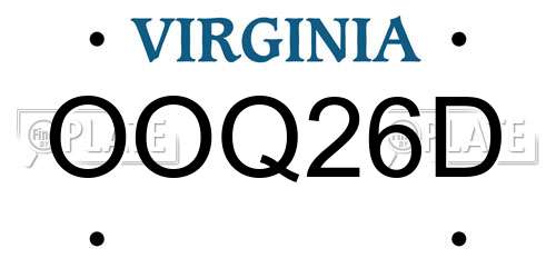 OOQ26D Virginia License Plate
