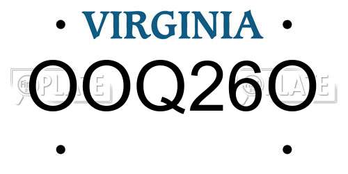 OOQ26O Virginia License Plate