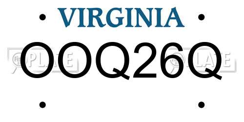 OOQ26Q Virginia License Plate