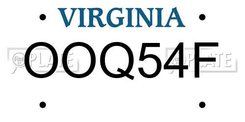 OOQ54F Virginia License Plate