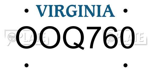 OOQ760 Virginia License Plate