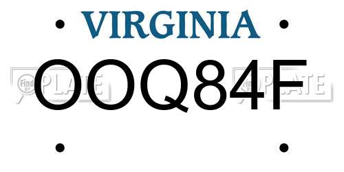 OOQ84F Virginia License Plate