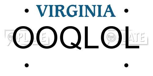 OOQLOL Virginia License Plate